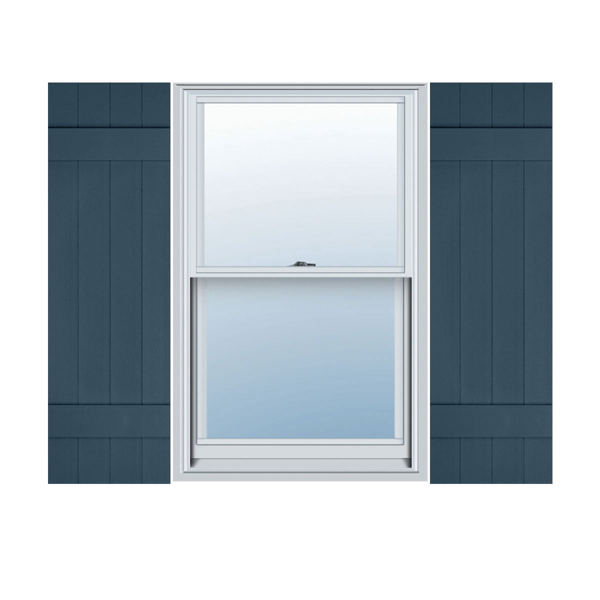 14"W x 39"H Mid-America Vinyl, Standard Size Four Board Joined Shutters, w/Installation Shutter-Lok's & Matching Screws, 036 - Classic Blue