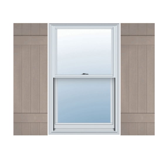 14"W x 41"H Lifetime Vinyl, Custom Four Board Joined (2 Batten), Board-n-Batten Shutters, w/Shutter-Loks (Per Pair), Clay