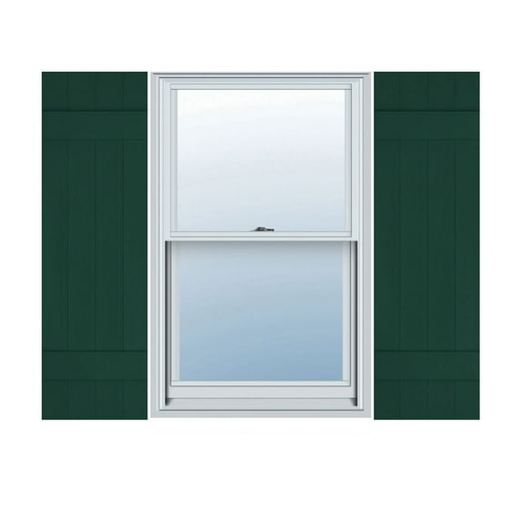 14"W x 44"H Lifetime Vinyl, TailorMade Four Board Joined (2 Batten), Board-n-Batten Shutters, w/Shutter-Loks (Per Pair), Midnight Green