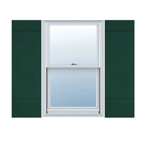 14"W x 45"H Lifetime Vinyl, TailorMade Four Board Joined (2 Batten), Board-n-Batten Shutters, w/Shutter-Loks (Per Pair), Midnight Green