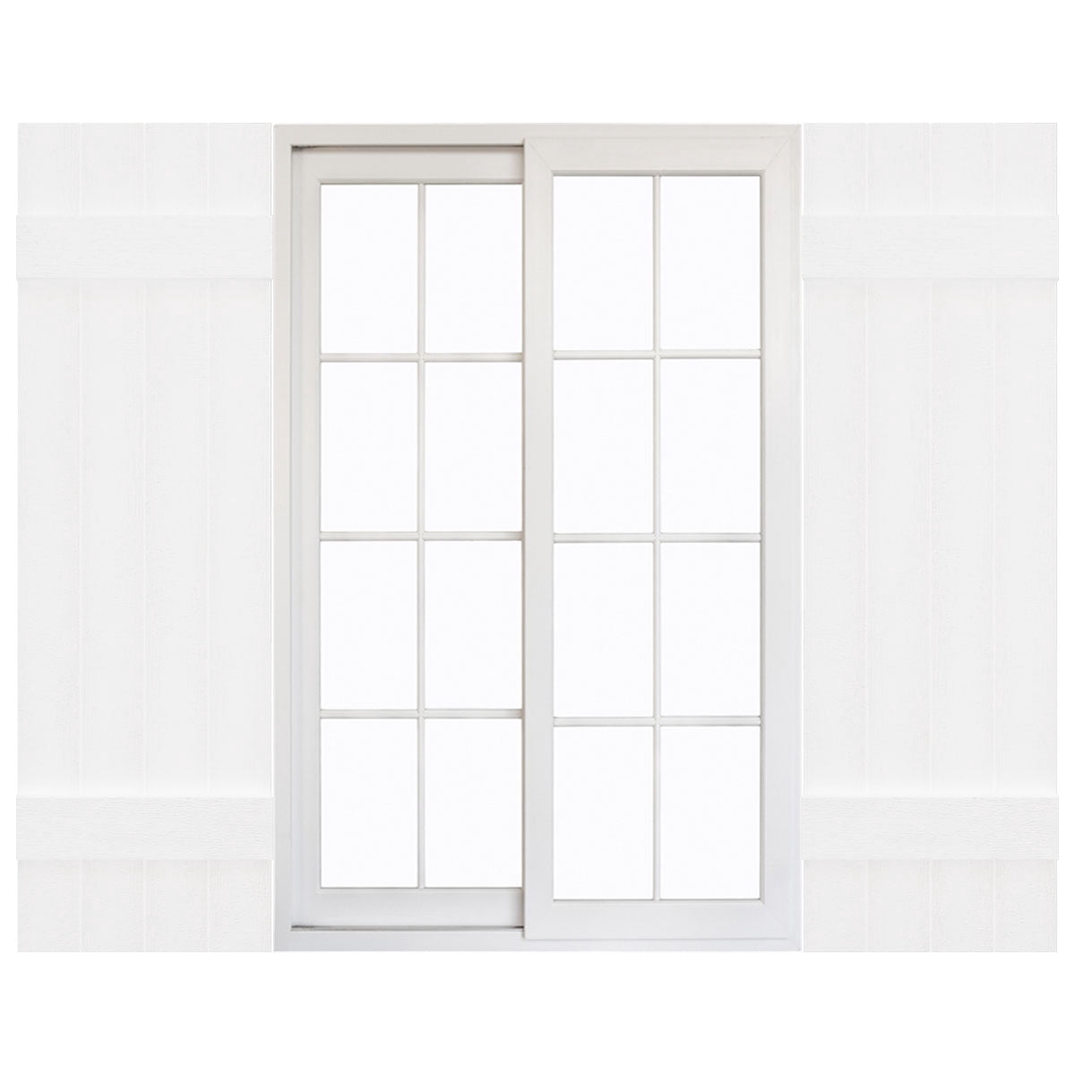 14"W x 47"H Mid-America Vinyl, Standard Size Four Board Joined Shutters, w/Installation Shutter-Lok's & Matching Screws, 117 - Bright White