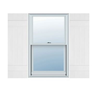 14"W x 50"H Lifetime Vinyl, TailorMade Four Board Joined (2 Batten), Board-n-Batten Shutters, w/Shutter-Loks (Per Pair), Bright White