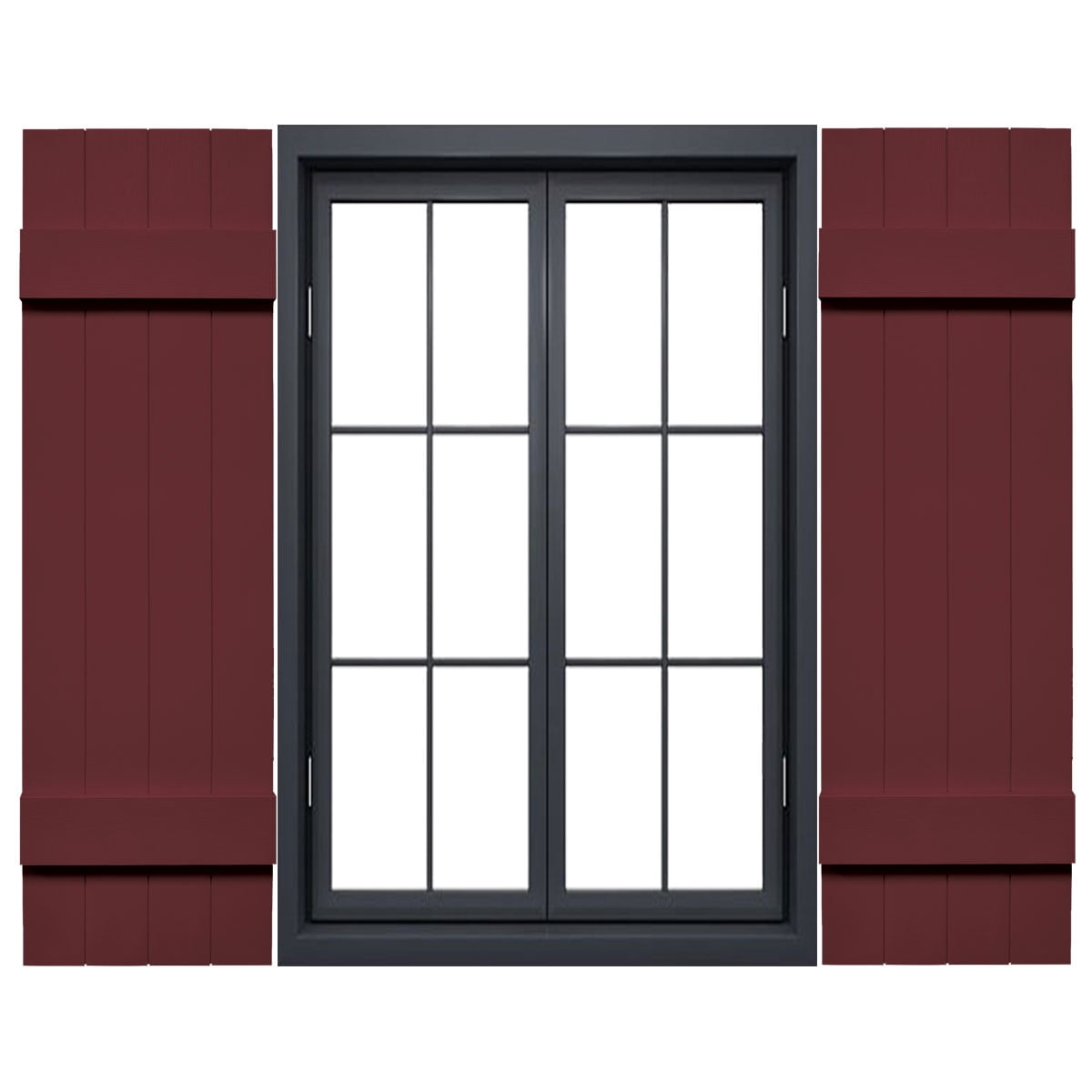 14"W x 51"H Mid-America Vinyl, Standard Size Four Board Joined Shutters, w/Installation Shutter-Lok's & Matching Screws, 078 - Wineberry