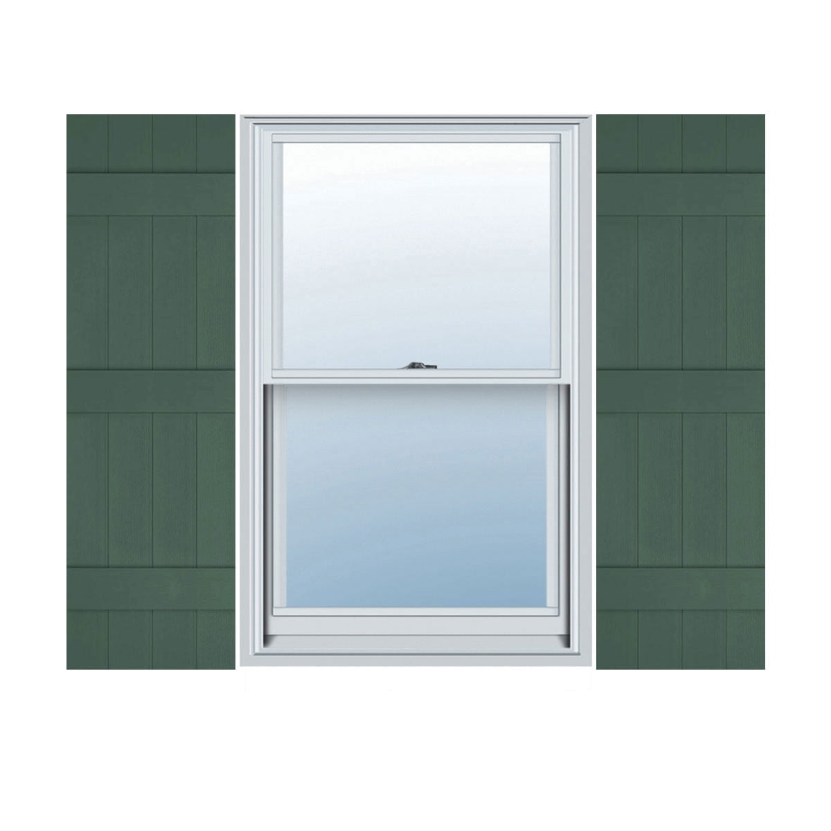 14"W x 55"H Lifetime Vinyl, Standard Four Board Joined, Board-n-Batten Shutters, w/Installation Shutter-Lok's & Matching Screws (Per Pair), Forest Green