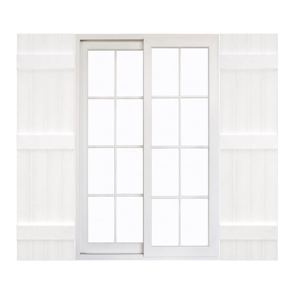 14"W x 55"H Mid-America Vinyl, Standard Size Four Board Joined Shutters, w/Installation Shutter-Lok's & Matching Screws, 117 - Bright White