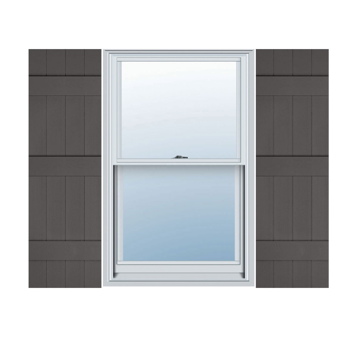 14"W x 57"H Lifetime Vinyl, TailorMade Four Board Joined (3 Batten), Board-n-Batten Shutters, Tuxedo Grey