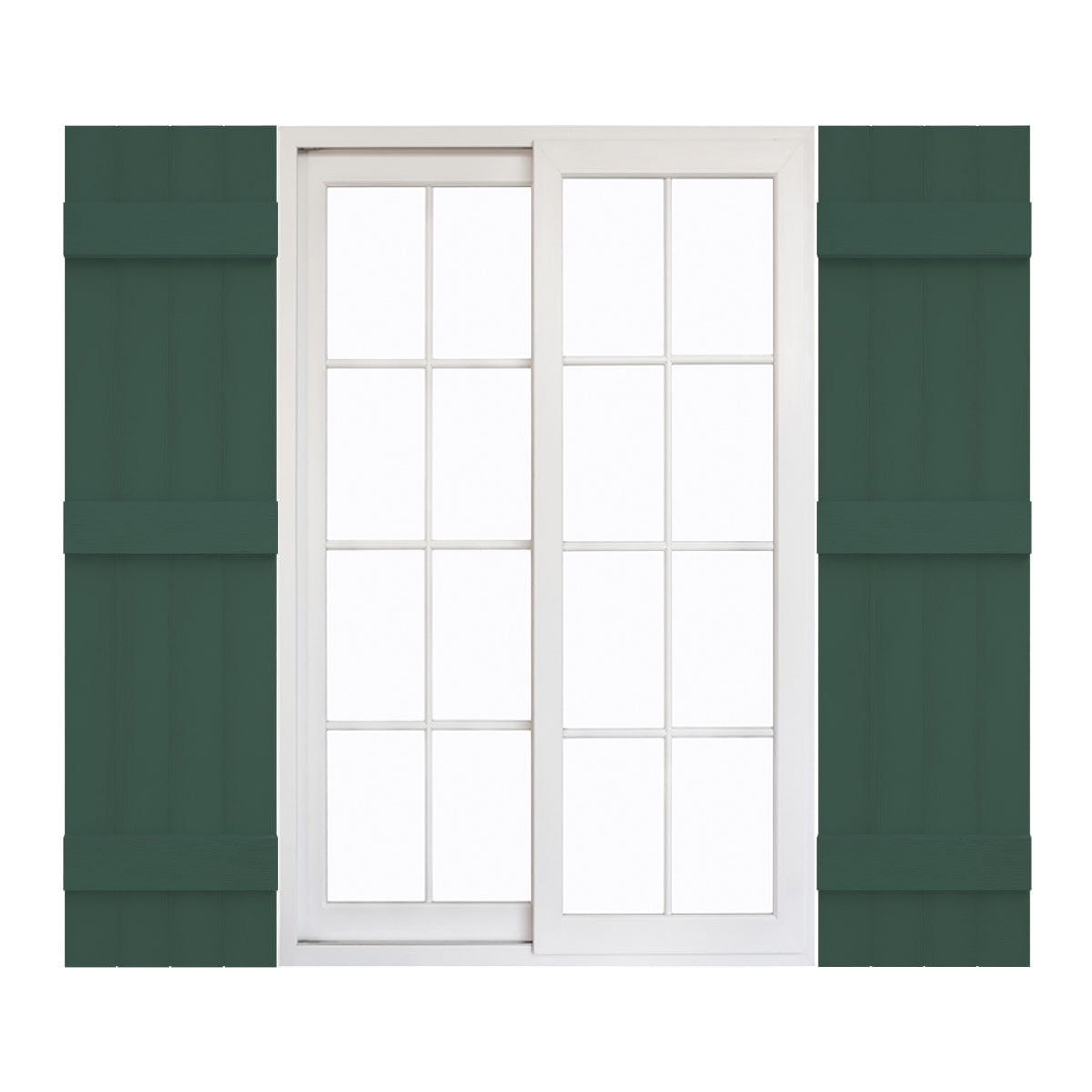 14"W x 59"H Mid-America Vinyl, Standard Size Four Board Joined Shutters, w/Installation Shutter-Lok's & Matching Screws, 028 - Forest Green
