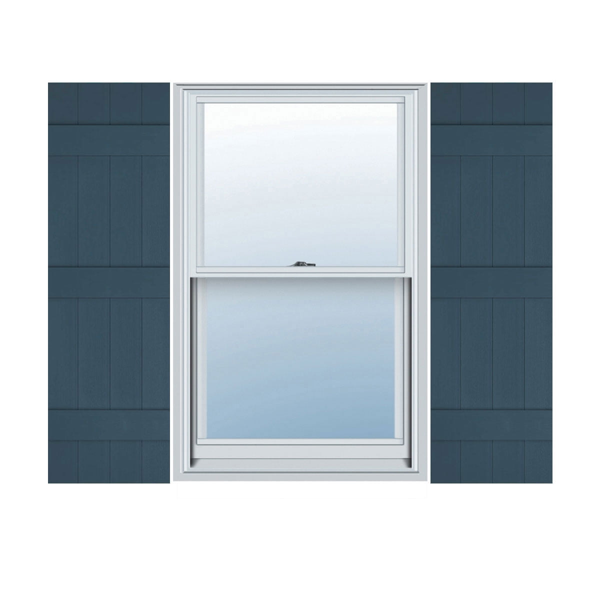 14"W x 59"H Mid-America Vinyl, Standard Size Four Board Joined Shutters, w/Installation Shutter-Lok's & Matching Screws, 036 - Classic Blue