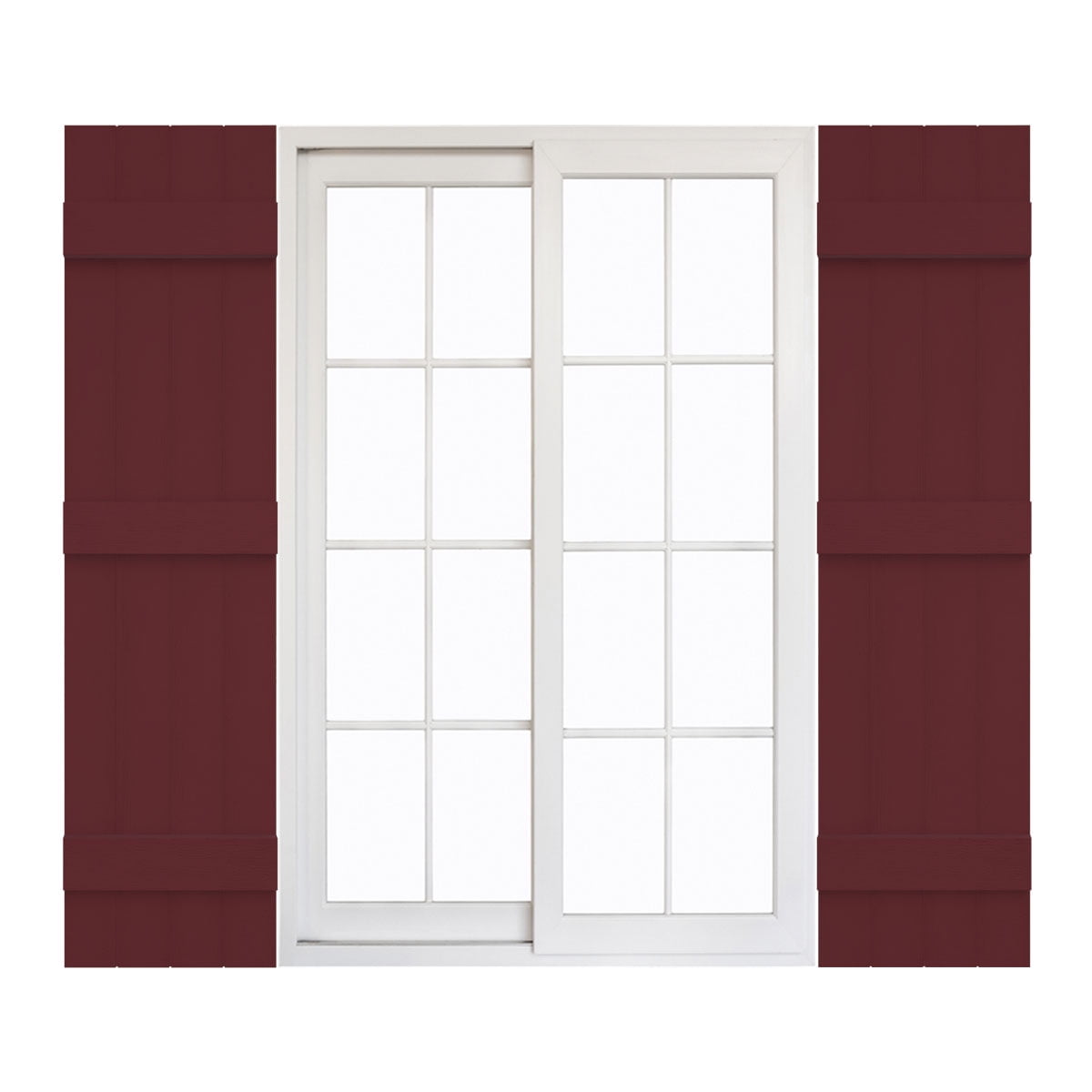 14"W x 59"H Mid-America Vinyl, Standard Size Four Board Joined Shutters, w/Installation Shutter-Lok's & Matching Screws, 078 - Wineberry