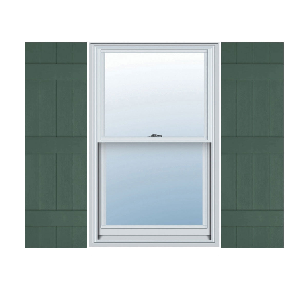 14"W x 64"H Lifetime Vinyl, TailorMade Four Board Joined (3 Batten), Board-n-Batten Shutters, Forest Green