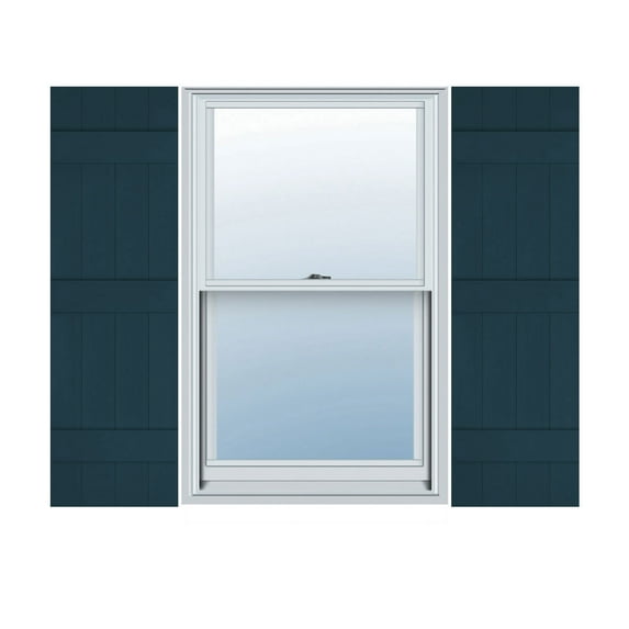 14"W x 65"H Lifetime Vinyl, TailorMade Four Board Joined (3 Batten), Board-n-Batten Shutters, w/Shutter-Loks (Per Pair), Midnight Blue
