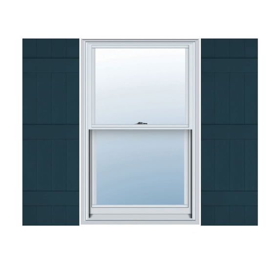 14"W x 66"H Lifetime Vinyl, TailorMade Four Board Joined (3 Batten), Board-n-Batten Shutters, w/Shutter-Loks (Per Pair), Midnight Blue
