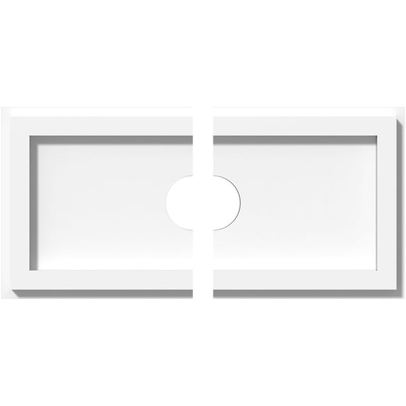 14"W x 7"H x 2"ID x 4 3/4"C x 1"P Rectangle Architectural Grade PVC Contemporary Ceiling Medallion, Two Piece