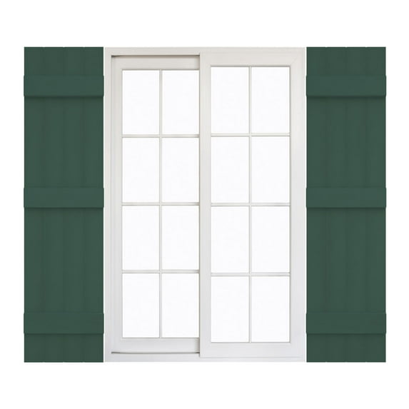 14"W x 71"H Mid-America Vinyl, Standard Size Four Board Joined Shutters, w/Installation Shutter-Lok's & Matching Screws, 028 - Forest Green