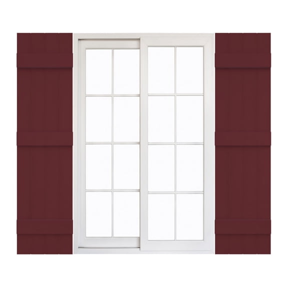 14"W x 75"H Mid-America Vinyl, Standard Size Four Board Joined Shutters, w/Installation Shutter-Lok's & Matching Screws, 078 - Wineberry