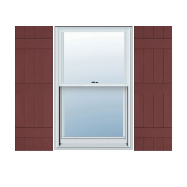 14"W x 78"H Lifetime Vinyl, Custom Four Board Joined (3 Batten), Board-n-Batten Shutters, w/Shutter-Loks (Per Pair), Wineberry