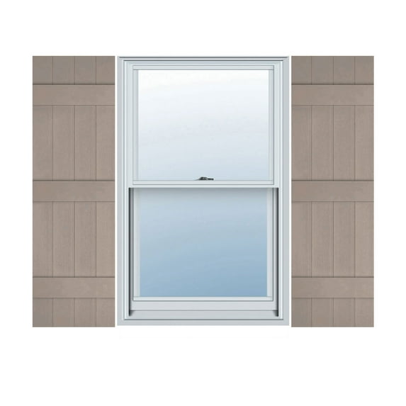 14"W x 83"H Lifetime Vinyl, Custom Four Board Joined (3 Batten), Board-n-Batten Shutters, w/Shutter-Loks (Per Pair), Clay