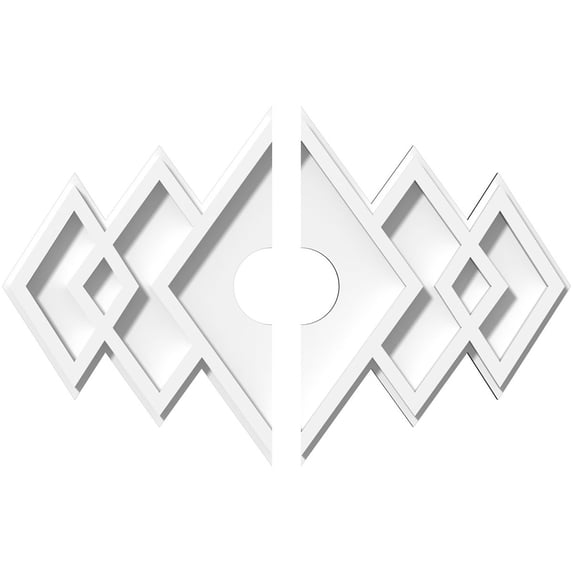 14"W x 9 3/8"H x 2"ID x 4 1/4"C x 1"P Zoe Architectural Grade PVC Contemporary Ceiling Medallion, Two Piece