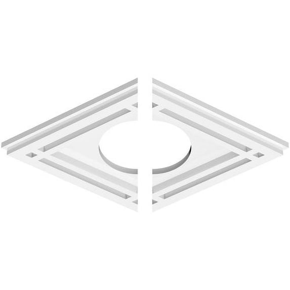 14"W x 9 3/8"H x 4"ID x 4 3/4"C x 1"P Diamond Architectural Grade PVC Contemporary Ceiling Medallion, Two Piece