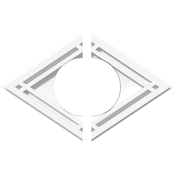 14"W x 9 3/8"H x 5"ID x 4 3/4"C x 1"P Diamond Architectural Grade PVC Contemporary Ceiling Medallion, Two Piece