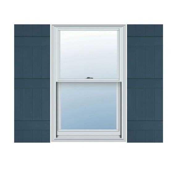 14"W x 93"H Lifetime Vinyl, Custom Four Board Joined (3 Batten), Board-n-Batten Shutters, Classic Blue