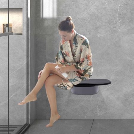 14" Wall Mounted Teak Wood Folding Shower Bath Seat Bench Bathroom Stool
