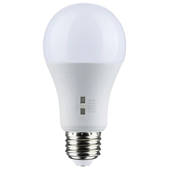 14 Watt A19 LED - Medium Base - CCT Selectable - 120 Volt - White Finish - 12-Pack