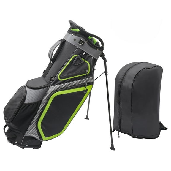 14 Way Golf Stand Bag for Men & Women, Full Length Dividers, Lightweight Golf Club Bags with Stand, 8 Pockets, Waterproof & Durable Black & Green
