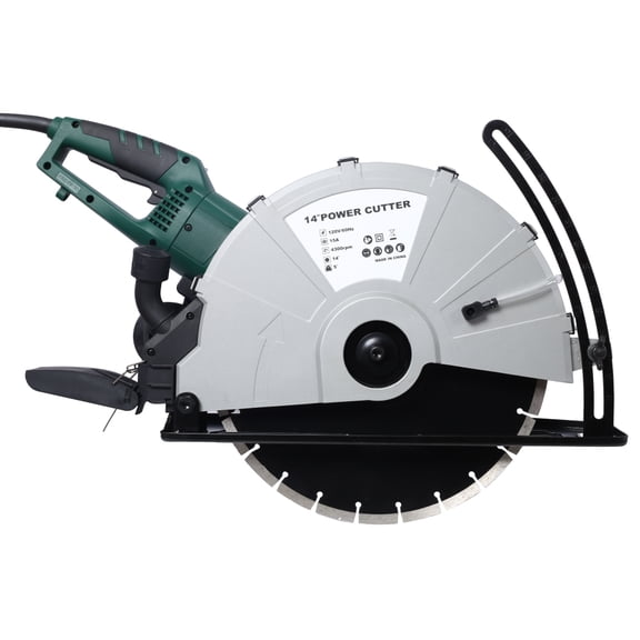 14" Wet/Dry Electric Concrete Saw with ETL Certificate, 2600W Corded Circular Cut Off Saw Cutter with Water Line & Guide Roller, Diamond Blade Included for Granite Porcelain Tile