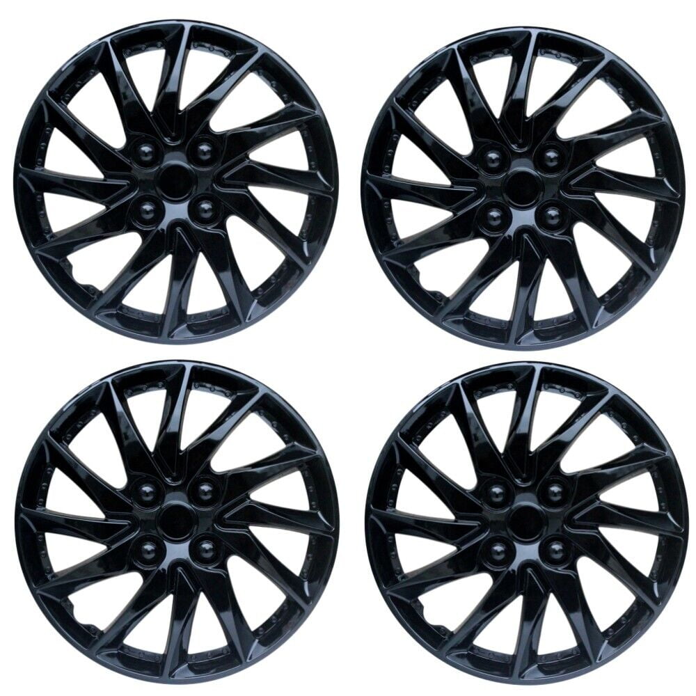 14" Wheel Covers & Hub Caps ABS Black, 4 Pack