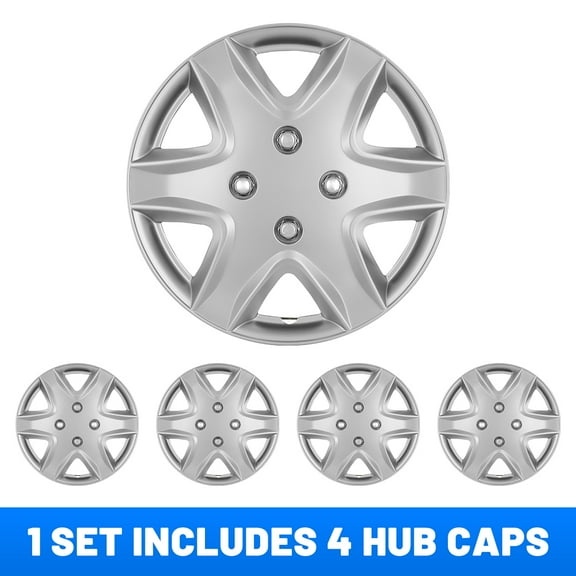 14” Wheel Rim Cover Hubcaps Universal Snap On Car Truck SUV Car Accessories ABS Material Replacement Hub Caps Set of 4-14 Inch Silver