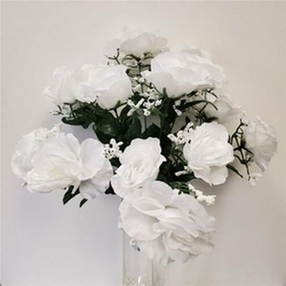 14 White Open Roses Artificial Flowers