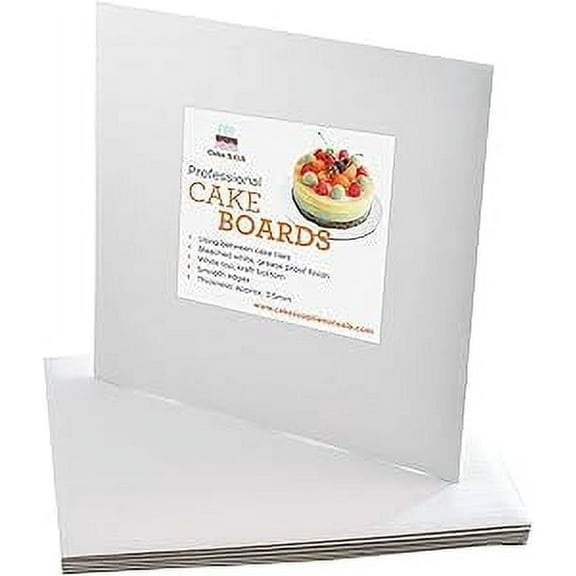 14" White Square Coated Cakeboard,Waxed Greaseproof, Disposable Cakeboard, 12 ct.