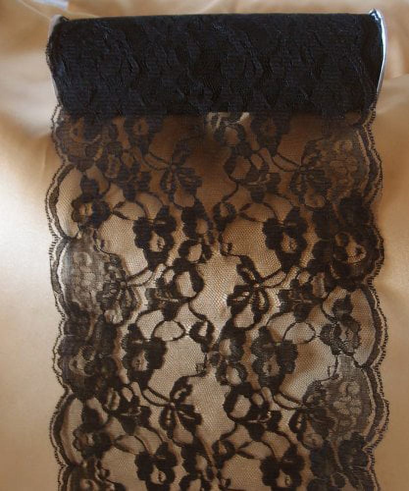 14" Wide x 10 Yards Floral Pattern Crochet Lace Ribbon for Decorating, Floral Designing and Crafts - Select from 3 Colors (Black)