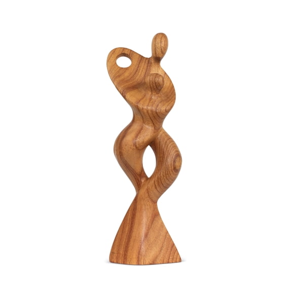 14" Wooden Handmade Abstract Sculpture Statue Handcrafted "Dance with Me" Gift Decorative Home Decor Figurine Accent Decoration Artwork Hand Carved