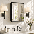 Inset Bookshelves 14 X 18 Recessed Cabinet Embly Required Black Bathroom With Mirror ...