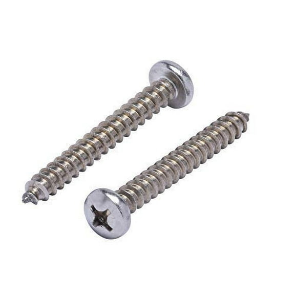 #14 X 2" Stainless Pan Head Phillips Wood Screw, (25pc), 18-8 (304) Stainless Steel Screws by Bolt Dropper