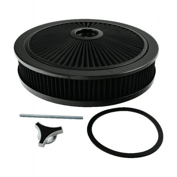 14" X 3" Round Air Cleaner High Flow Thru Washable Drop Base 350 SBC Black