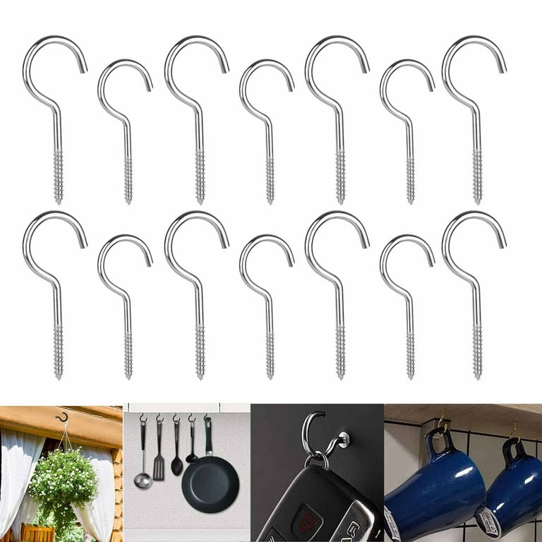 14 X Assorted Screw Eye Utility Hooks Steel Picture Wall Hanging