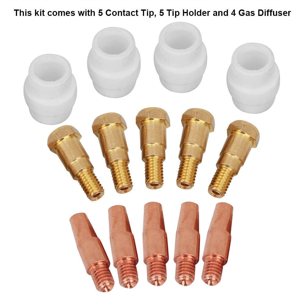 14 X Contact Tip Gas Diffuser Tip Holder For Binzel 24KD MIG Welding Torch 0.8mm
