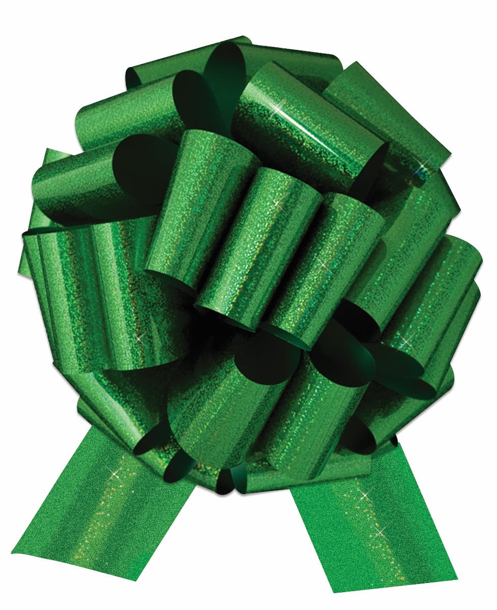 14" XL Large Giant Pull Bow Pew Bows Wedding Decorations Holiday Gift Wrap Holographic (green holo)