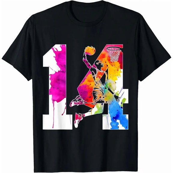 14 YEARS NUMBER 14 BASKETBALL 14TH BIRTHDAY T-Shirt