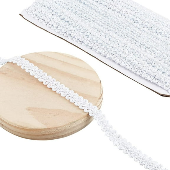 14 Yards Gimp Braid Trim for Sewing 0.5inch Decorative Fabric Trim Polyester Sewing Trim Ribbon Woven Curtain Fabric Trim for Upholstery Sewing Hand Crafts Costume Home Decorative White