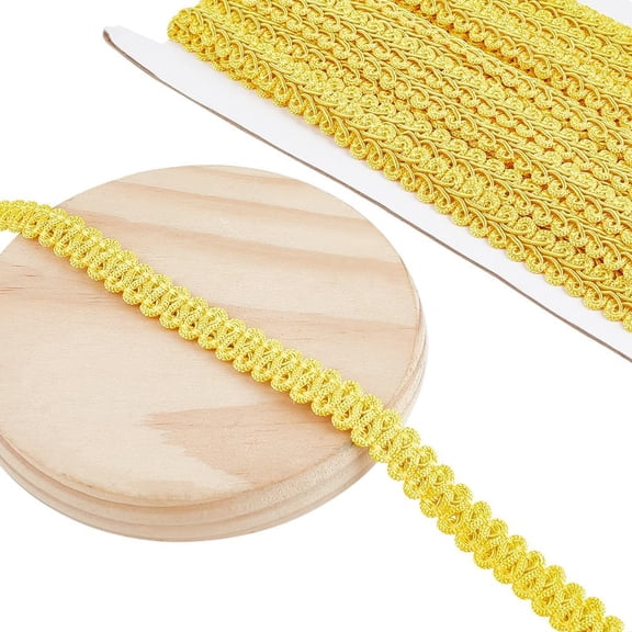 14 Yards Gimp Braid Trim for Sewing 0.5inch Decorative Fabric Trim Polyester Sewing Trim Ribbon Woven Curtain Fabric Trim for Upholstery Sewing Hand Crafts Costume Home Decorative Yellow