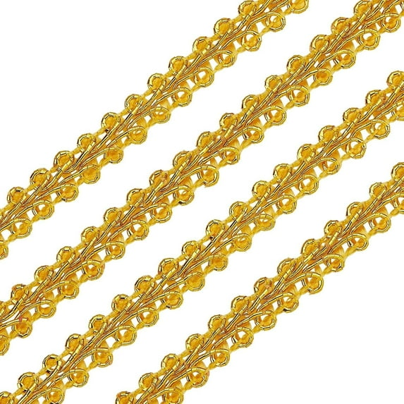 14 Yards Metallic Braid Lace Trim Flower Pattern Gold Centipede Lace Ribbon Decorated Gimp Trim for Wedding Bridal Costume or Jewelry Crafts and Sewing 1/4 inch(8mm) x1.3mm
