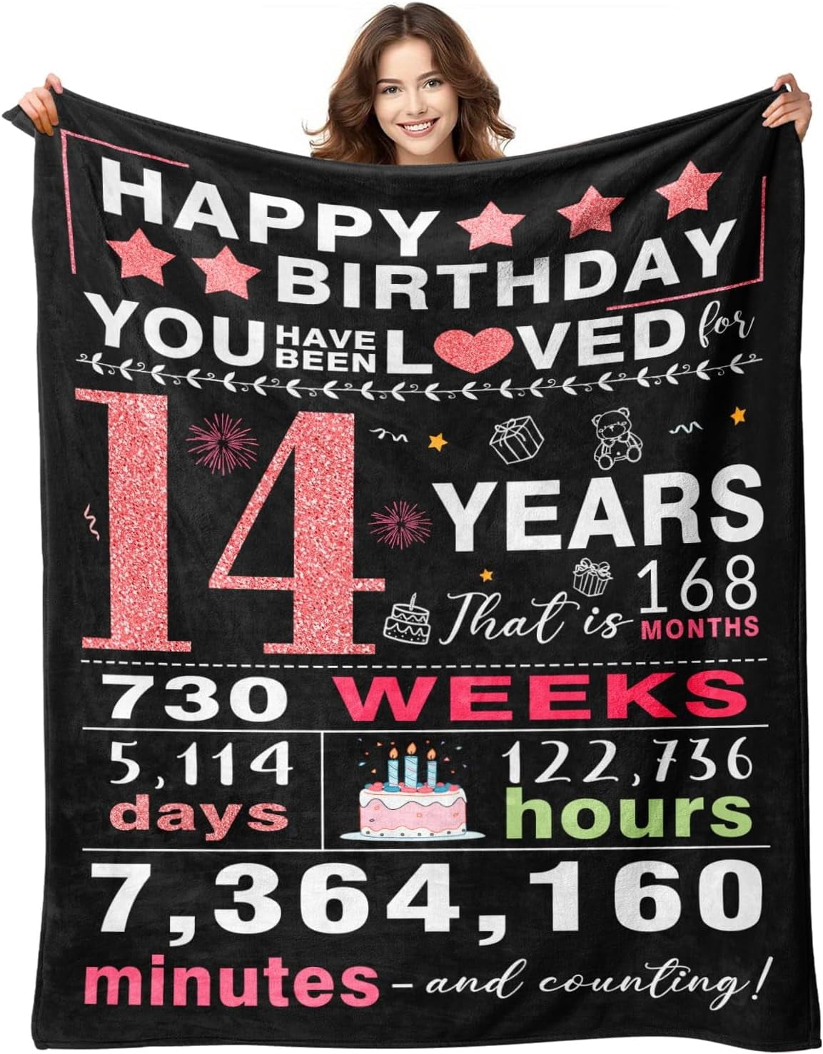14 Year Old Girl Gifts, Gifts for 14 Year Old Girl, 14th Birthday Gifts for Girls, Birthday Gifts for Teen Girls, Teenager Girl Gift Ideas, 14th Birthday Decorations for Girls Blanket 50x60