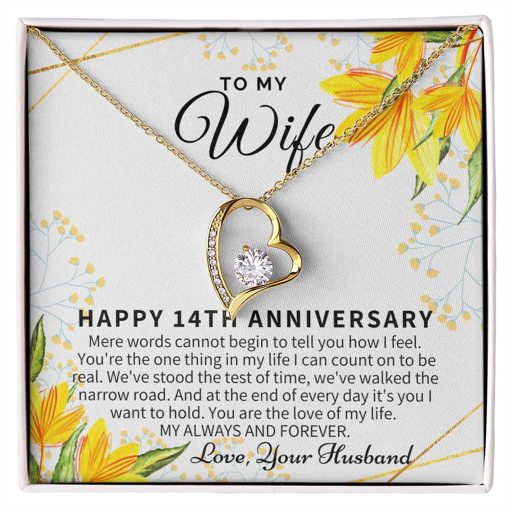 TANWIH Karte Zum 14. Hochzeitstag – Graviertes Metall-Schild Für Die Brieftasche, Romantischer Spruch