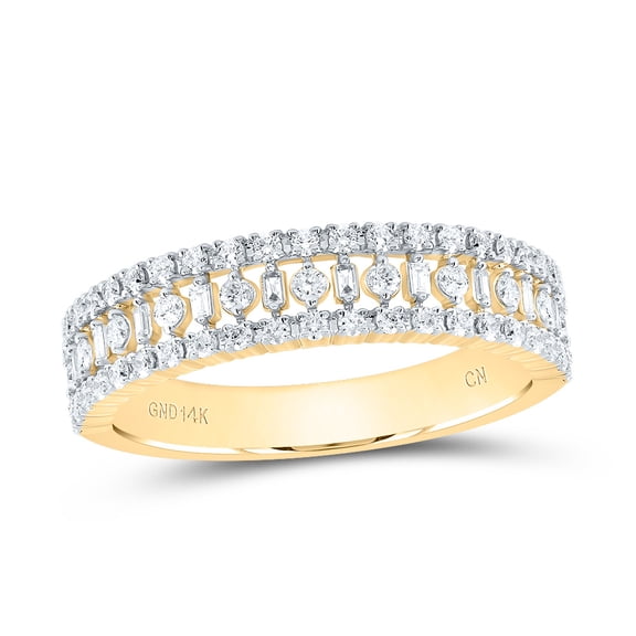 14 Yellow Gold 1/2 Ctw Natural Diamond Wedding Band, Fashion Ladies Ring, Anniversary Band
