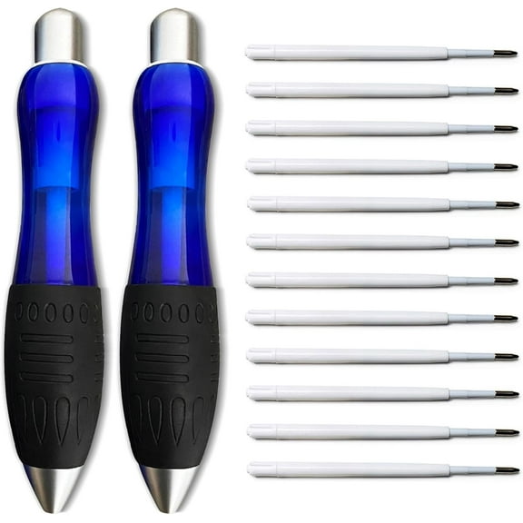 14 count Big Pens Writing For Tremor, , Parkinson, Handicap, Large Wide Grip Pens Blue (2 Pen + 6 Black Refills + 6 Blue Refills)