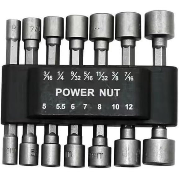 14 count Power Nut Driver Set for Drill, Professional Metric & SAE Nut Drivers Bit Set, 1/4 Inch Hex Shank Drill Socket Set, Metric Nut Driver Set